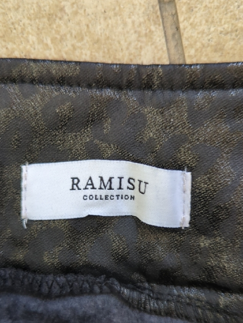 Ramisu Black Leopard-Print High-Waist Faux Leather Shorts with Zip Details - Picture 2 of 11